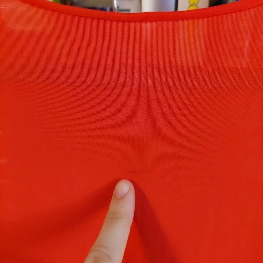 Vintage bright coral almost red 2-piece slip set with mini dress and over coat. - Picture 8 of 8